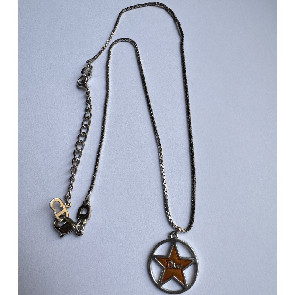 Christian Dior Star Necklace Silver Star Circle - Picture 2 of 6